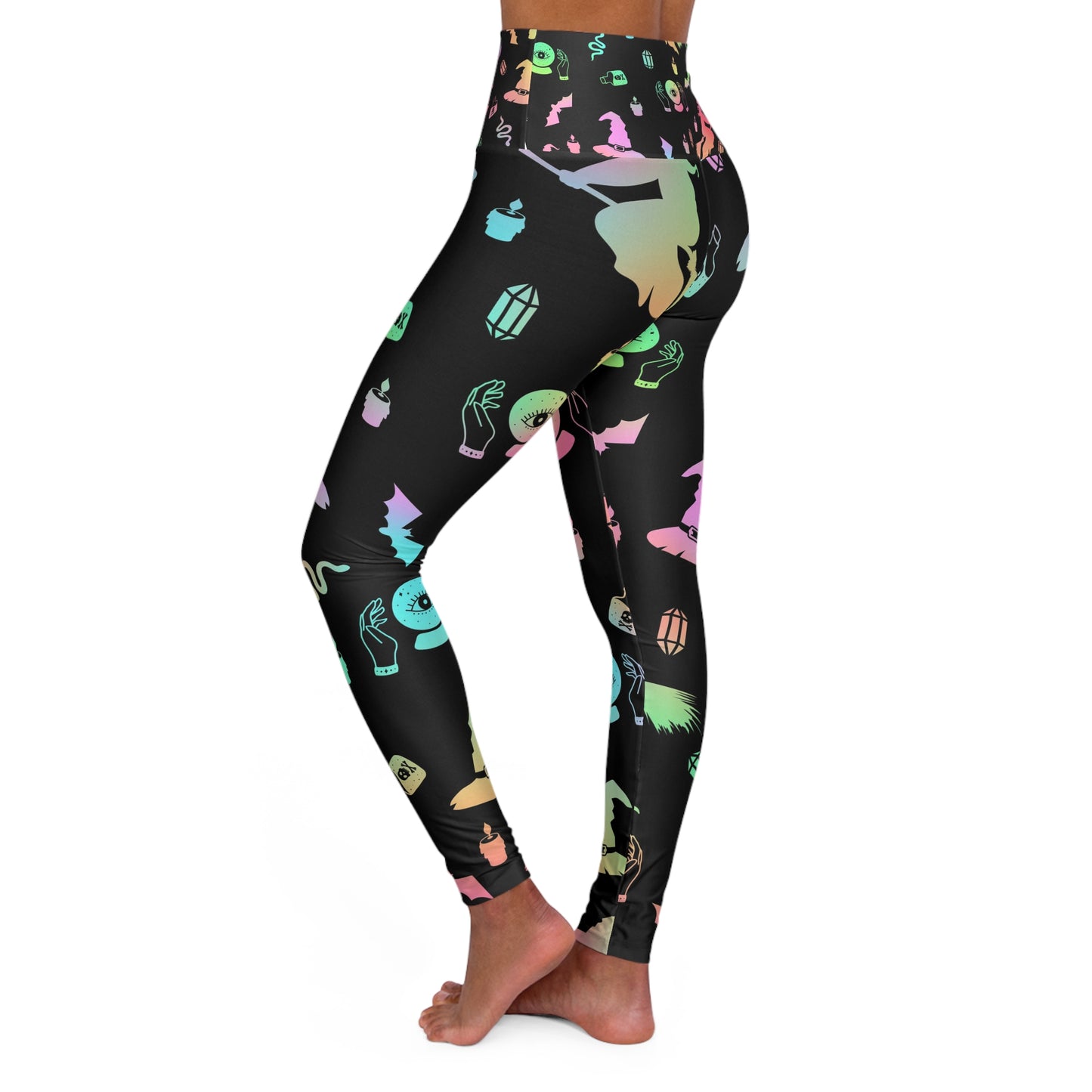 High Waisted Yoga Leggings - Colorful Magical Design, Perfect for Workouts, Witchy Aesthetic, Activewear, Gift for Fitness Lovers, [...]