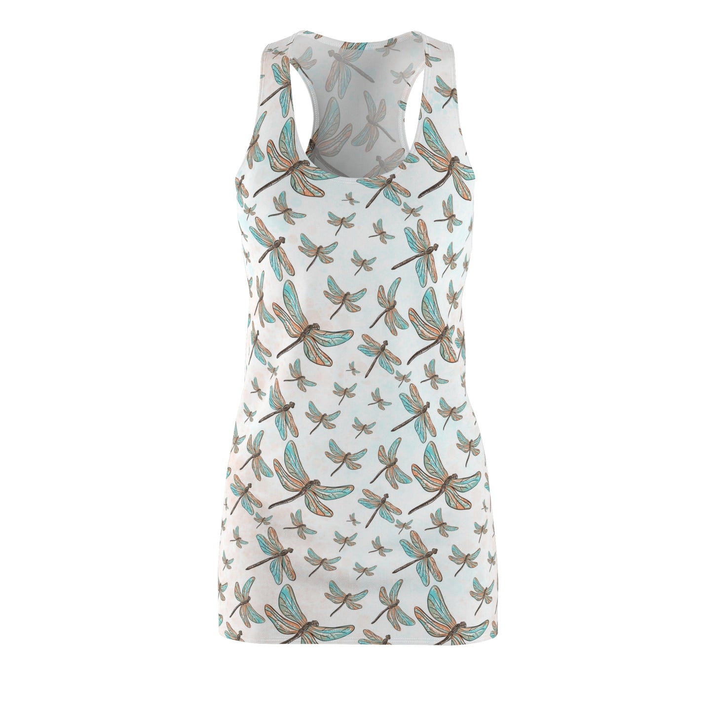 Women's Dragonfly Pattern Racerback Dress - Summer Dress, Beach Wear, Casual Outfit, Gift for Her, Vacation Dress