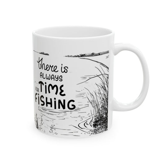 Fishing Time Ceramic Mug - Perfect for Outdoor Enthusiasts, Birthday, Father's Day Gift, Fishing Lovers, Coffee Mug