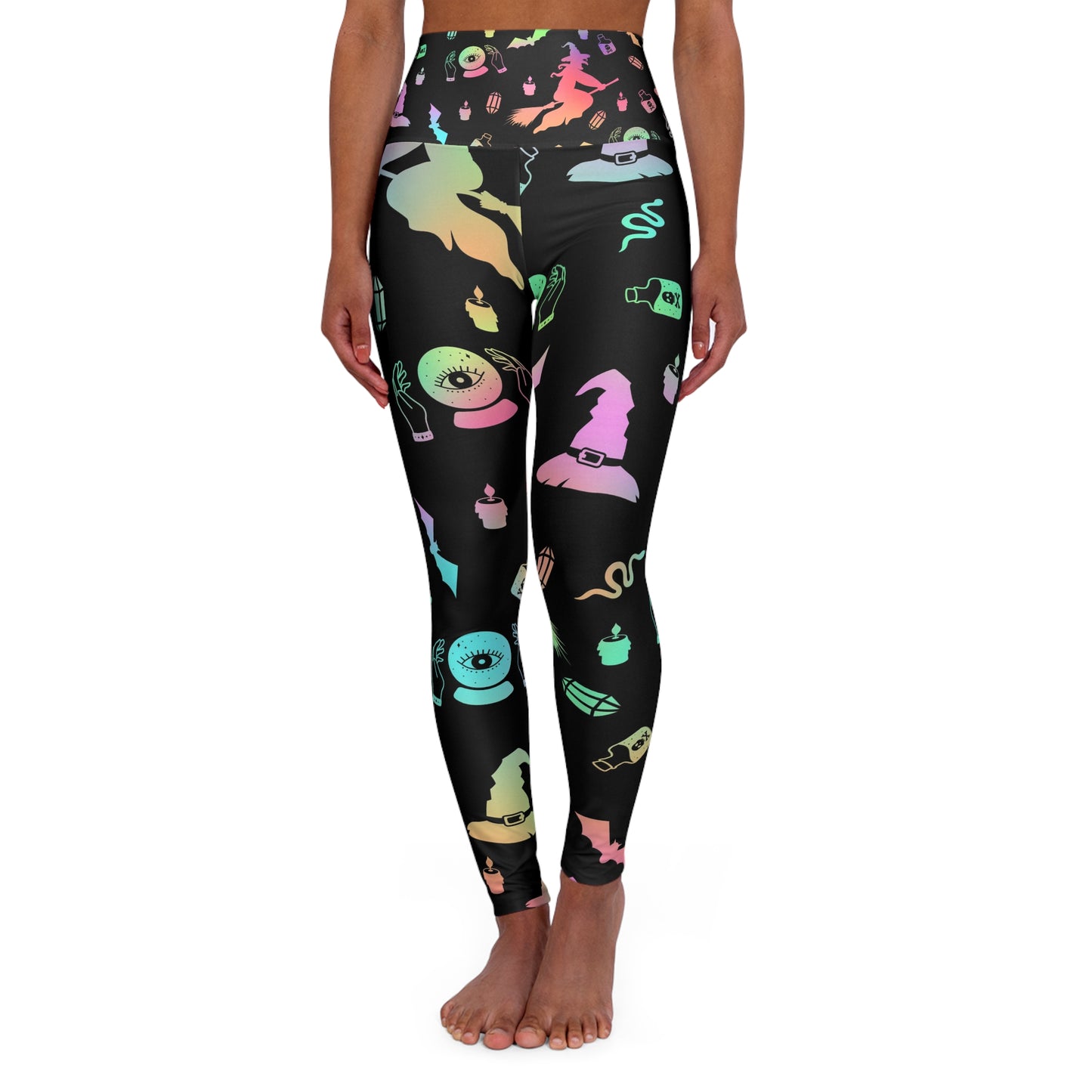 High Waisted Yoga Leggings - Colorful Magical Design, Perfect for Workouts, Witchy Aesthetic, Activewear, Gift for Fitness Lovers, [...]