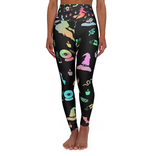 High Waisted Yoga Leggings - Colorful Magical Design, Perfect for Workouts, Witchy Aesthetic, Activewear, Gift for Fitness Lovers, [...]