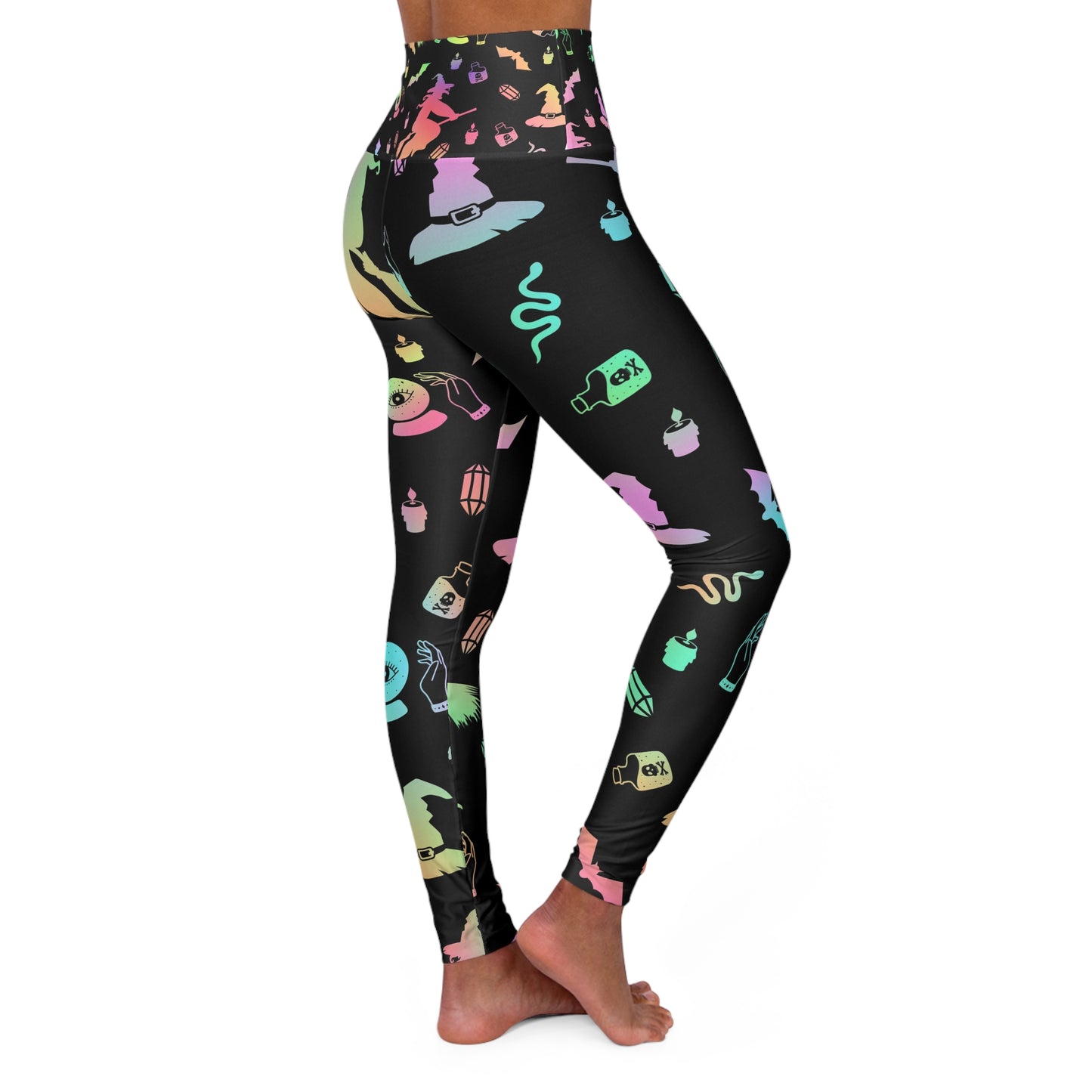 High Waisted Yoga Leggings - Colorful Magical Design, Perfect for Workouts, Witchy Aesthetic, Activewear, Gift for Fitness Lovers, [...]